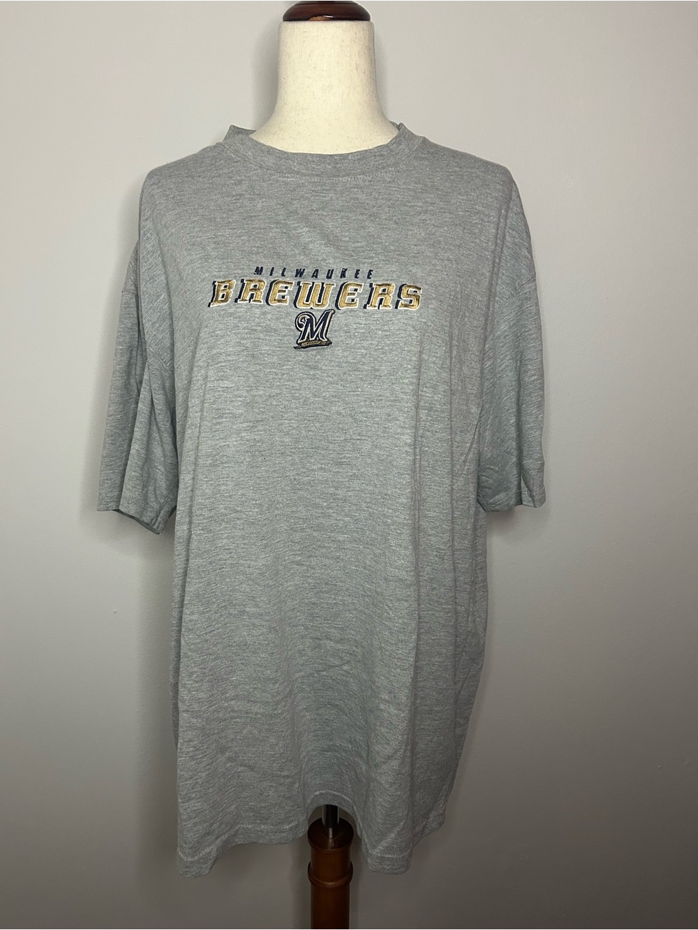 BREWERS Baseball Milwaukee Brewers Grey Crew Short Sleeve Team T-Shirt